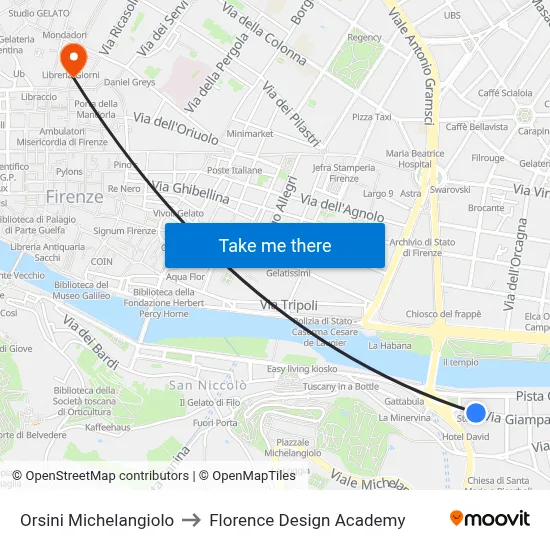 Orsini Michelangiolo to Florence Design Academy map