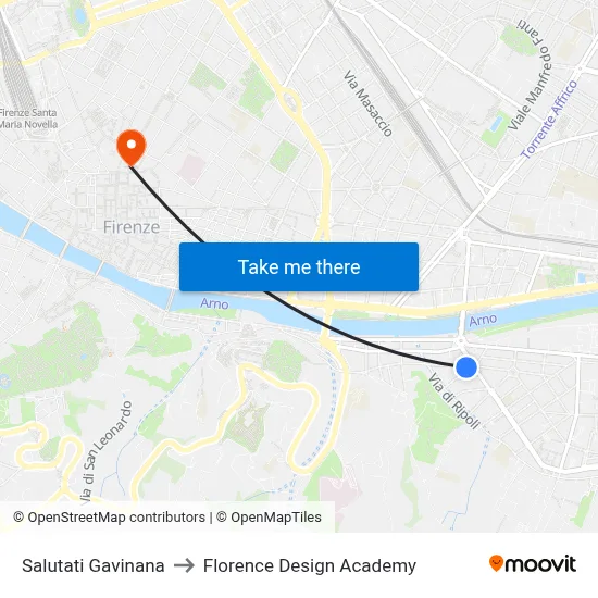 Salutati Gavinana to Florence Design Academy map