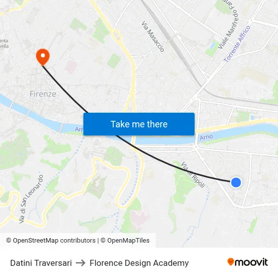 Datini Traversari to Florence Design Academy map