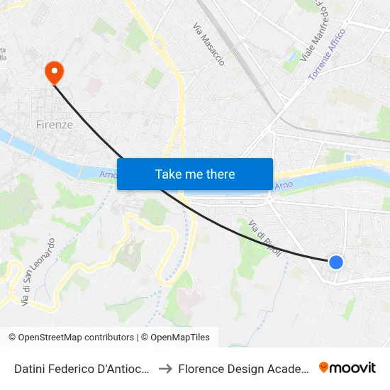 Datini Federico D'Antiochia to Florence Design Academy map