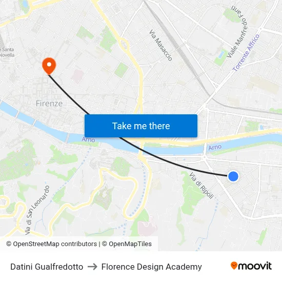 Datini Gualfredotto to Florence Design Academy map