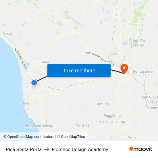 Pisa Sixth Gate to Florence Design Academy map