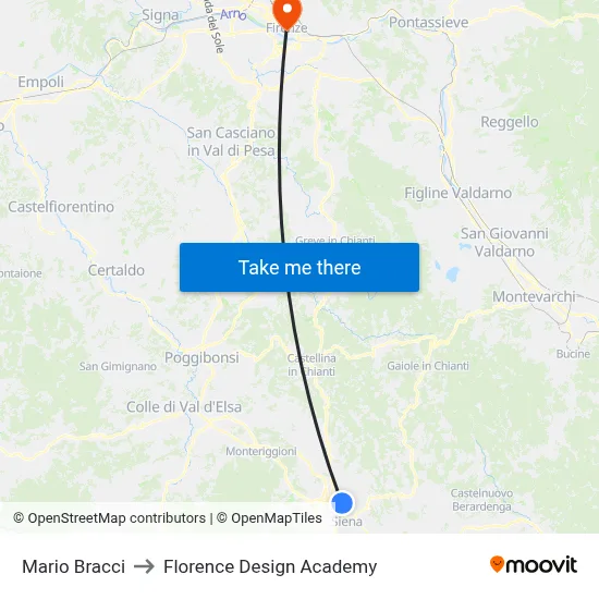 Mario Bracci to Florence Design Academy map