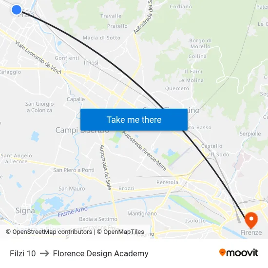 Filzi 10 to Florence Design Academy map
