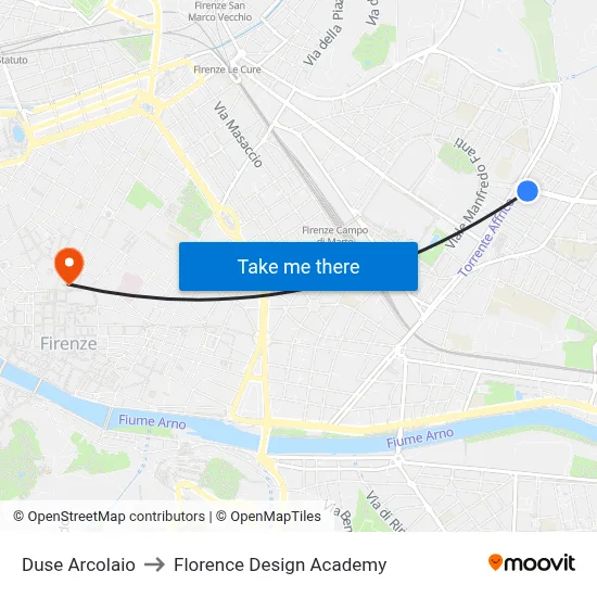 Duse Arcolaio to Florence Design Academy map