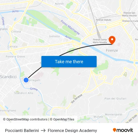 Poccianti Ballerini to Florence Design Academy map