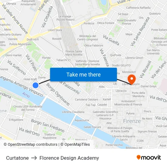 Curtatone to Florence Design Academy map