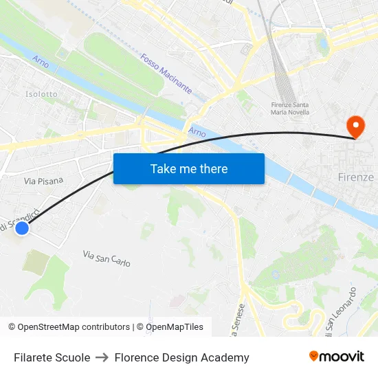 Filarete Schools to Florence Design Academy map