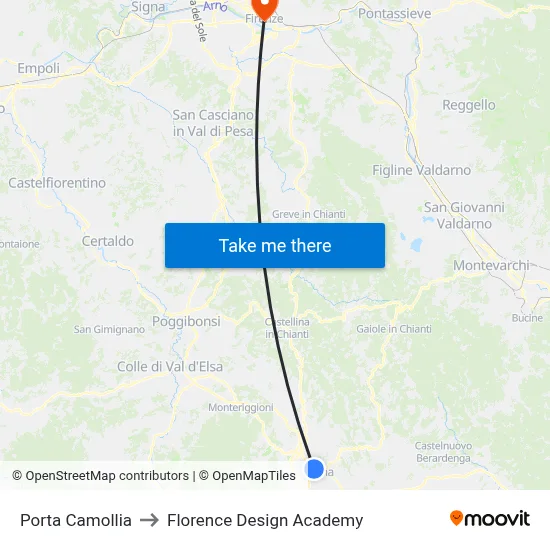 Porta Camollia to Florence Design Academy map