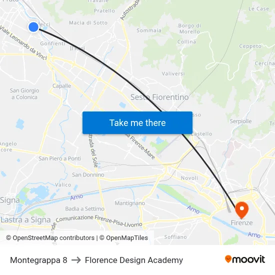 Montegrappa 8 to Florence Design Academy map
