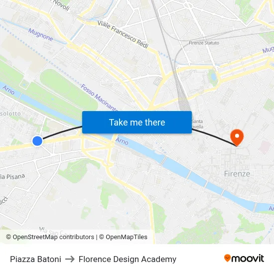 Batoni Square to Florence Design Academy map