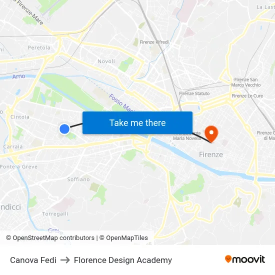 Canova Fedi to Florence Design Academy map