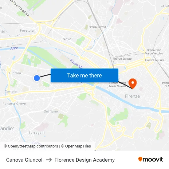 Canova Giuncoli to Florence Design Academy map