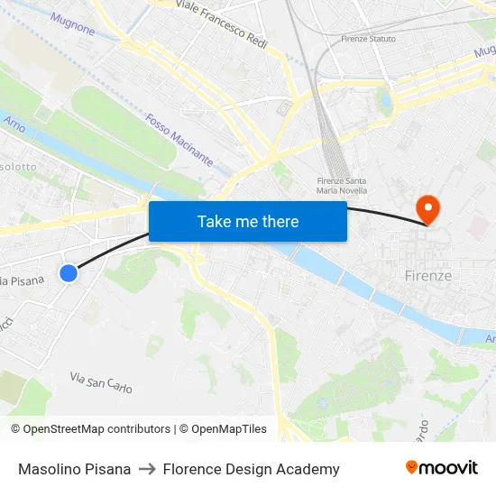 Masolino Pisana to Florence Design Academy map
