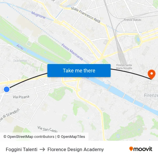 Foggini Talenti to Florence Design Academy map