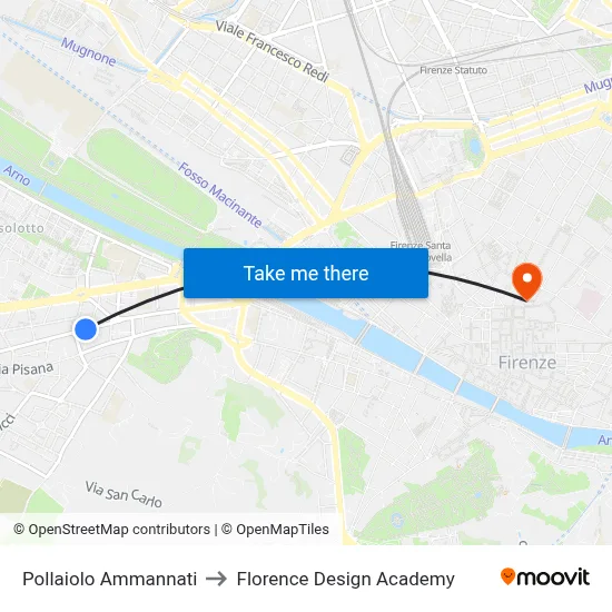 Pollaiolo Ammannati to Florence Design Academy map