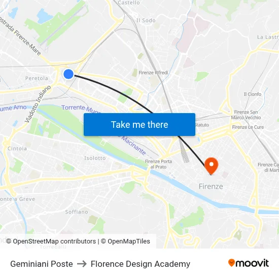 Geminiani Post Office to Florence Design Academy map