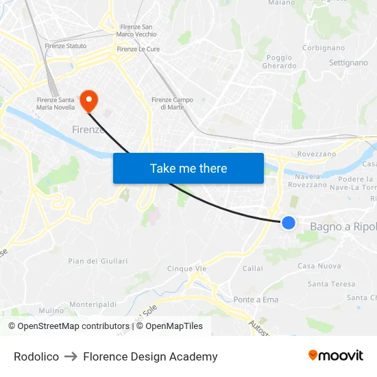 Rodolico to Florence Design Academy map