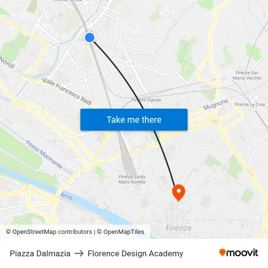 Dalmazia Square to Florence Design Academy map