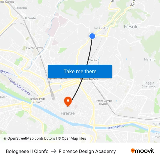 Bolognese Il Cionfo to Florence Design Academy map