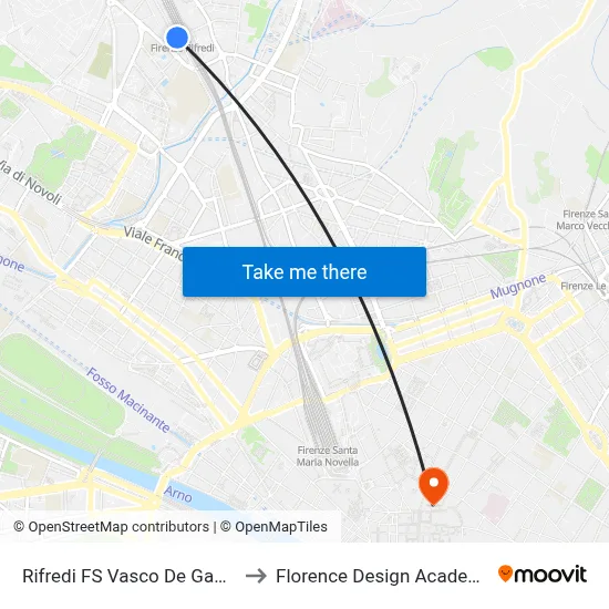 Rifredi Station Vasco De Gama to Florence Design Academy map
