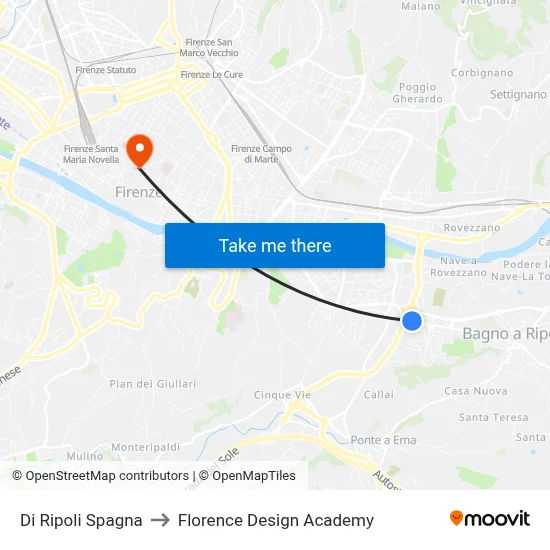 Di Ripoli Spain to Florence Design Academy map