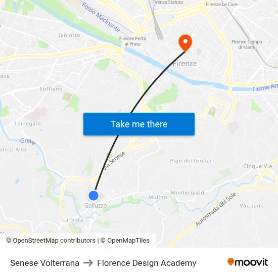 Senese Volterrana to Florence Design Academy map
