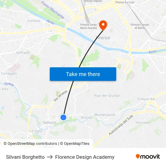 Silvani Borghetto to Florence Design Academy map