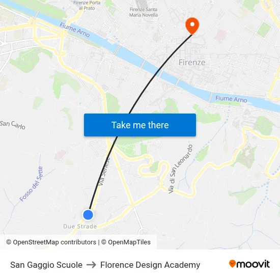 San Gaggio Schools to Florence Design Academy map