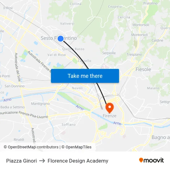 Piazza Ginori to Florence Design Academy map