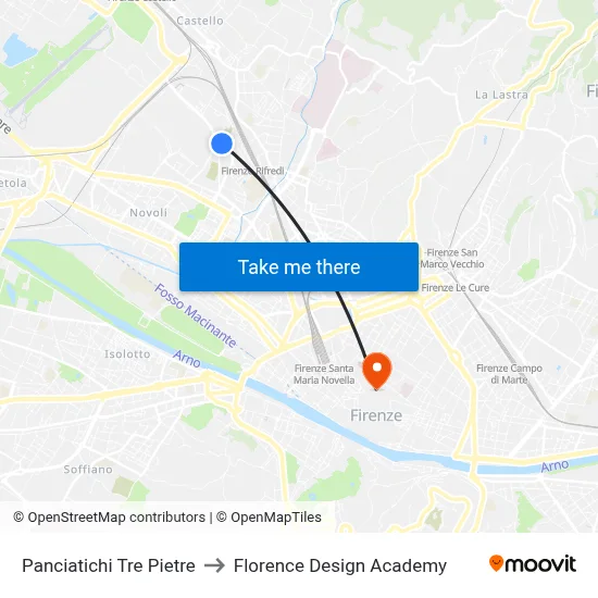 Panciatichi Tre Pietre to Florence Design Academy map
