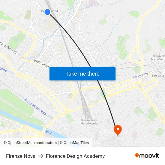 Firenze Nova to Florence Design Academy map