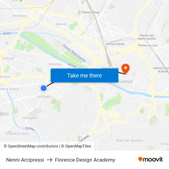 Nenni Arcipressi to Florence Design Academy map