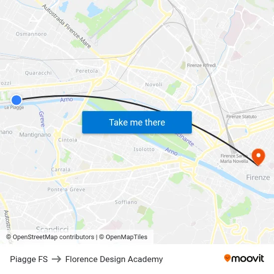 Piagge Railway Station to Florence Design Academy map