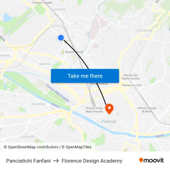Panciatichi Fanfani to Florence Design Academy map