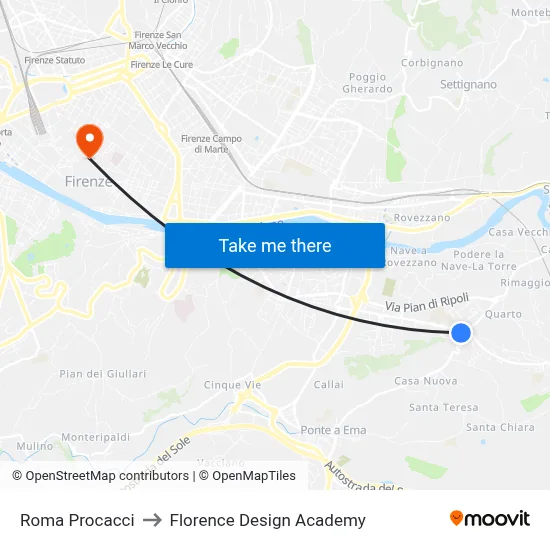 Roma Procacci to Florence Design Academy map