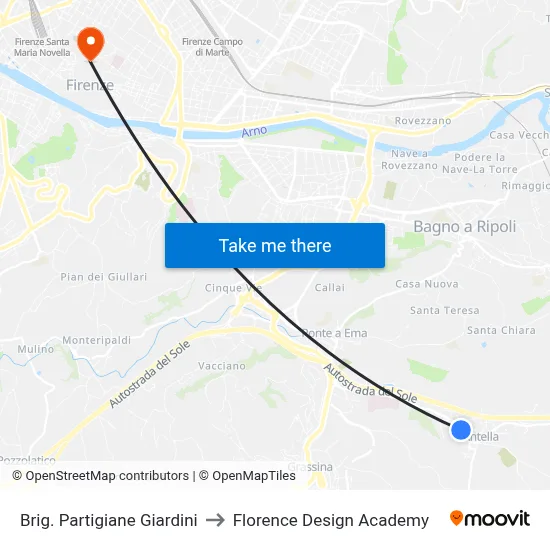 Partisan Brigade Gardens to Florence Design Academy map