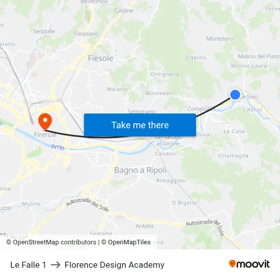 Le Falle 1 to Florence Design Academy map
