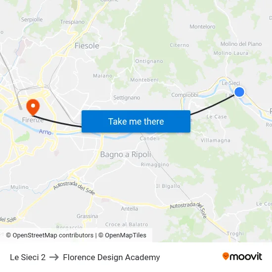 Le Sieci 2 to Florence Design Academy map