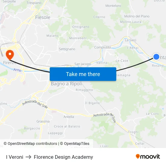 I Veroni to Florence Design Academy map