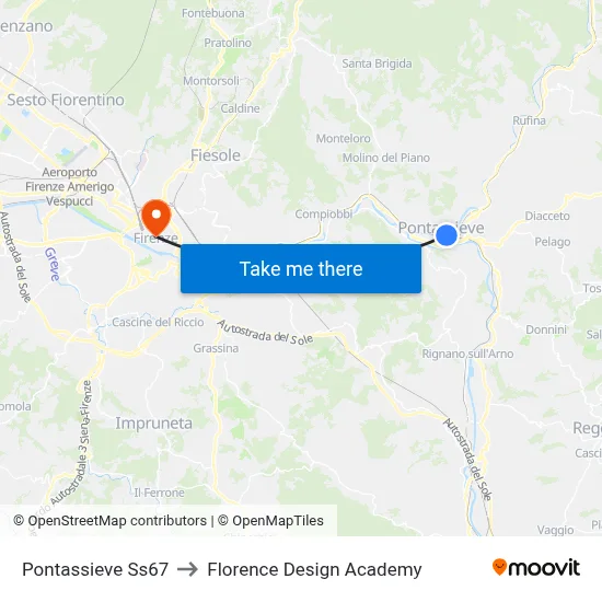 Pontassieve State Road 67 to Florence Design Academy map