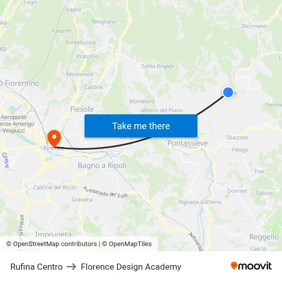 Rufina Center to Florence Design Academy map