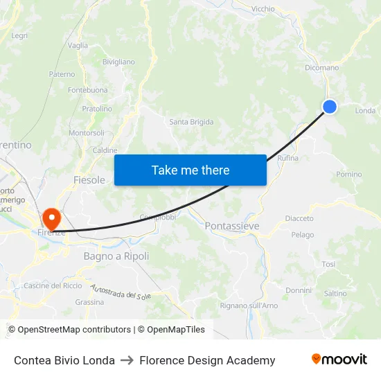 Contea Londa Junction to Florence Design Academy map