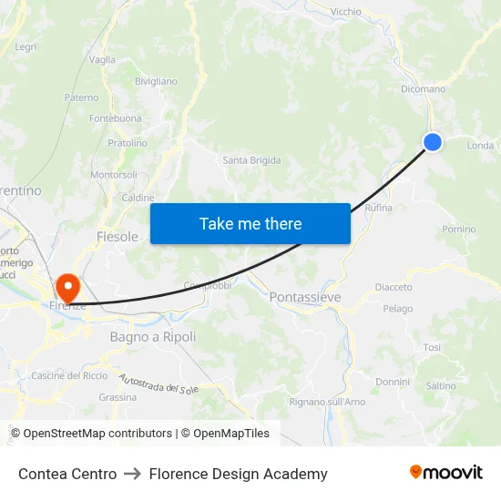 Contea Center to Florence Design Academy map