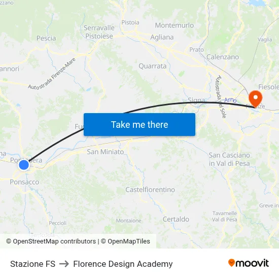 Railway Station to Florence Design Academy map