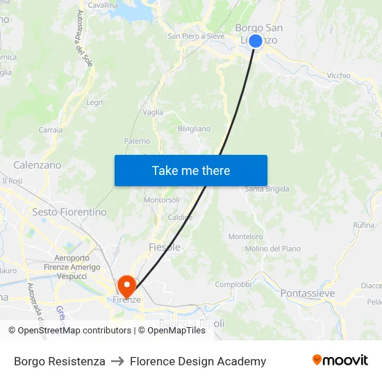 Borgo Resistance to Florence Design Academy map