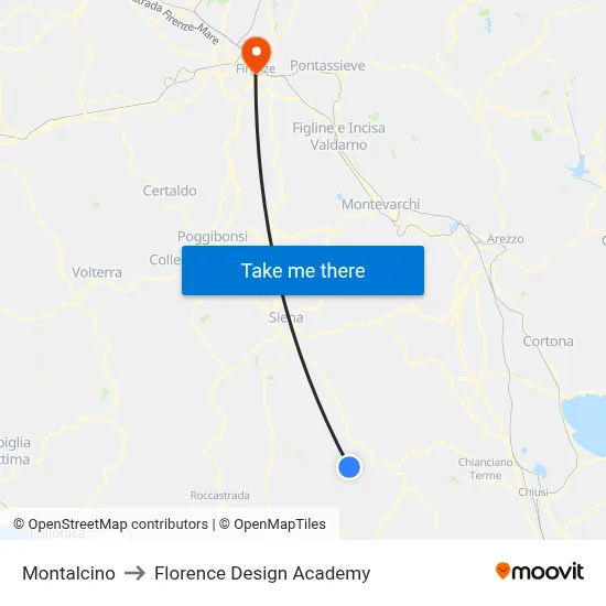 Montalcino to Florence Design Academy map