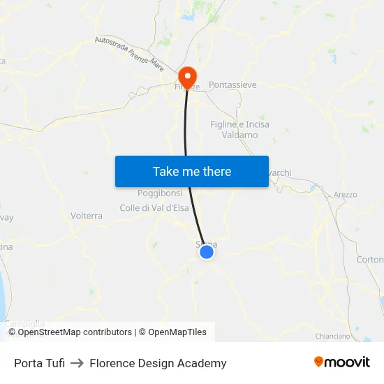 Porta Tufi to Florence Design Academy map