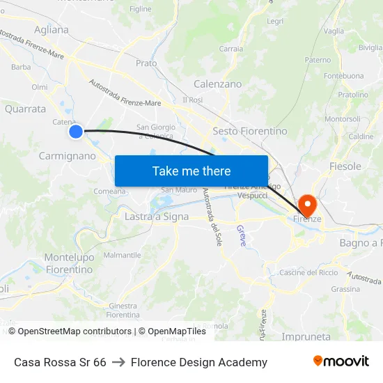 Casa Rossa State Road 66 to Florence Design Academy map