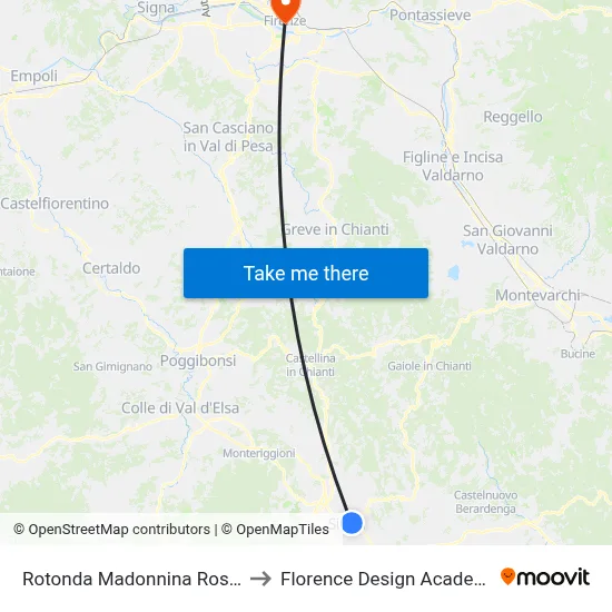 Red Madonna Roundabout to Florence Design Academy map
